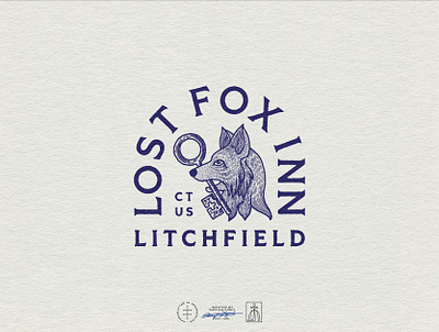 Lost Fox Inn Secondary Logo animal badge brand design brand identity branding branding design emblem fox hand drawn identity design illustration key logo logo design minimal monochromatic simple typography vintage visual identity