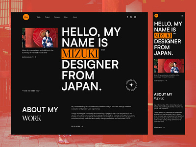 Portofolio Landing Page about us company creative designer development homepage japan landing page personal portfolio responsive service showcase startup ui uiux web design webdesign website work