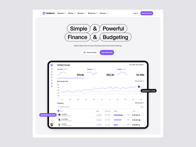 Fintech landing page — Untitled UI budgeting dashboard figma figma ui kit finance fintech landing page marketing page marketing site minimal minimalism web design webflow