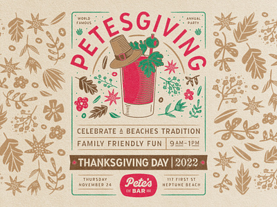 Petesgiving bar branding design event identity illustration thanksgiving type typography