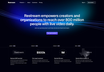 Restream design icons interface landing page marketing site ui user experience user interface ux web design website design