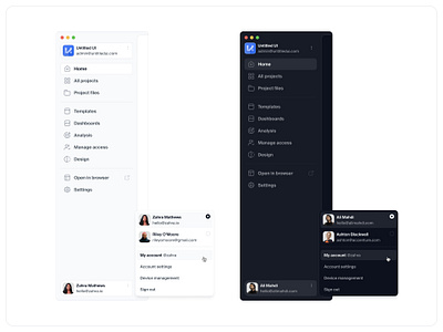 Minimal sidebar navigation — Untitled UI dark mode figma figma ui kit light mode minimalism nav nav menu navigation product design sidebar nav sidenav switch account switch accounts ui design user interface