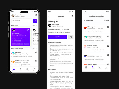 Job Seeker Home Screen Mobile App app career employment hiring home screen homescreen job job finder job platform job portal job search job seeker mobile mobile app recruitment ui uiux work