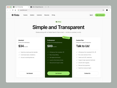 Finto - Pricing Design clean design designer finance financial fintech pricing ui ui8 uidesign uikit ux uxdesign web web design