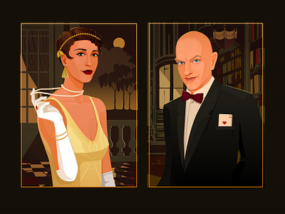 Art Deco Portrait Illustrations 1920 1930 2d artdeco cabaret glamor graphic design illustration jazz london magician people portrait vector woman