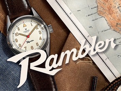 Rambler Logo - w/ Laurier Watches automotive aviation branding brandmark cursive font design graphic design lettering logo logo design logodesign logotype motorcycle print retro typography vintage watch