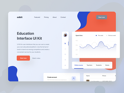 Edkit landing page app chart dashboard graph interface landing page statistics ui ux