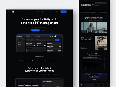 HR Landing Page app clean dark design fireart modern ui ux web