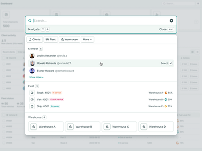 Shiptrack: Shipment Tracking Saas Web App - Search Modal 📦 app component dashboard design modal pop up product design saas saas uiux search shipment shipping track tracking ui uidesign uiux ux uxdesign web app