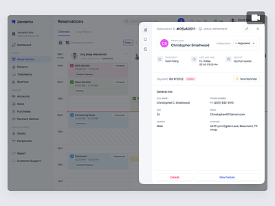 Zendenta - Patient Reservation Details for SaaS Dental Clinic clinic dental dentist ehr emr healthcare hospital management medical checkup medical records product design reservation detail saas saas dental saas design treatment ui ux web app web design