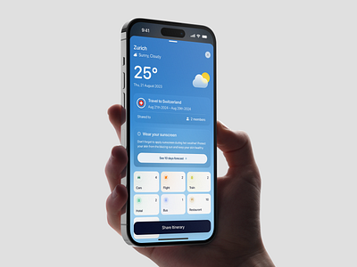 Travel Companion Mobile App - Weather ai app design artificial intelligence design detail weather ios mobile mobile app mobile app design product design saas travel companion travel planner uidesign uiux uxdesign vacation weather weather widget widget