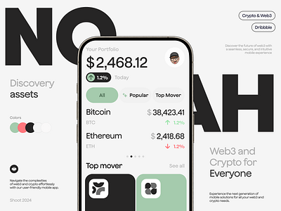 Noah - Crypto & Web3 Mobile App assets blockchain chart clean crypto crypto app de fi design mobile mobile app ui ui design web3