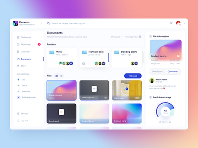 Documents page app dashboard doc documents file management interface management saas statistics team management ui ux
