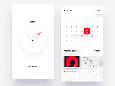 Simple lock screen exploration calendar clean lock mobile os phone red screen simple swiss ui ux white