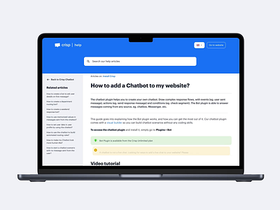 Crisp - Helpdesk animation article bb agency categories clean interface crisp help helpdesk knowledge base minimal saas sidebar support tutorials ui ui cards user experience user interface ux web design